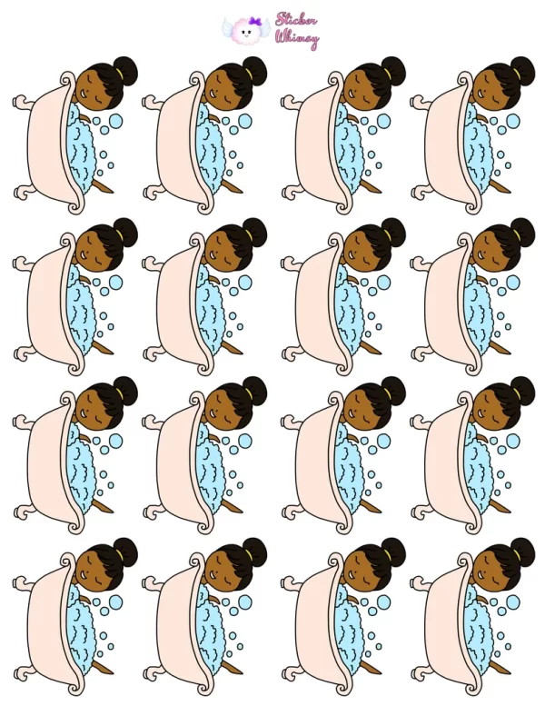 Black Girl Bath Time Planner Stickers
