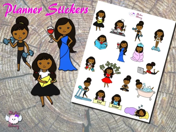 Black Girl Daily Task Planner Stickers
