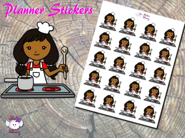 Black Girl Cooking Planner Stickers