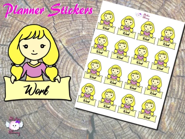 Blonde Girl Work Day Planner Stickers