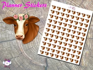 Brown Cow Head Planner Stickers