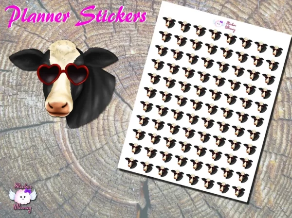 Black Cow Head Planner Stickers