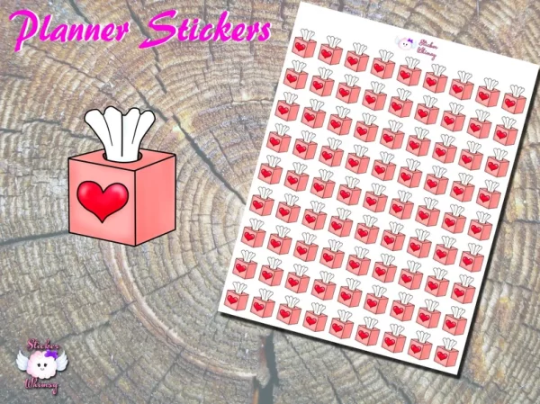 Red Heart Tissue Box Planner Stickers