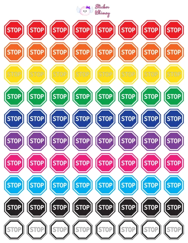 Colorful Stop Planner Stickers