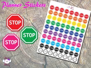 Colorful Stop Planner Stickers