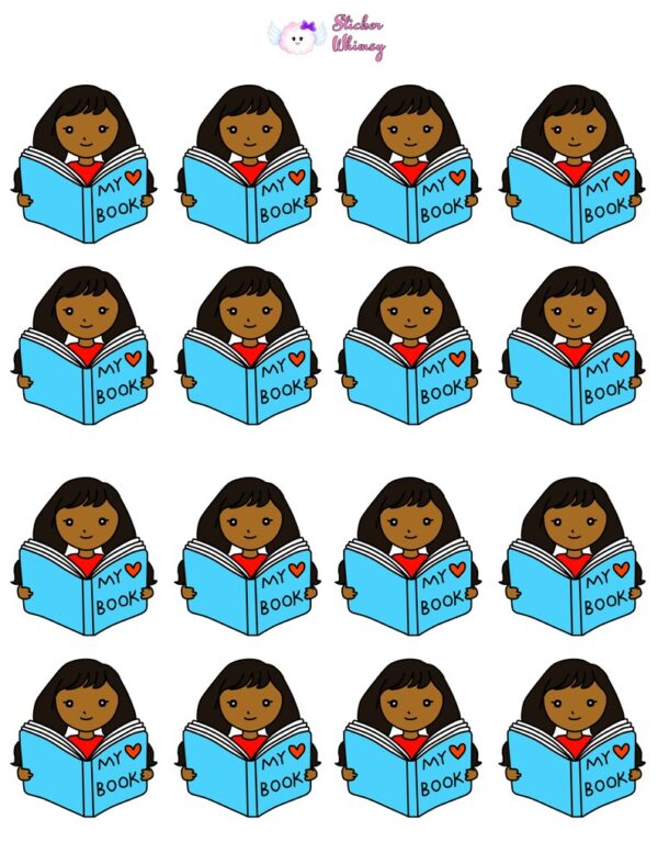 Black Girl Reading Planner Stickers