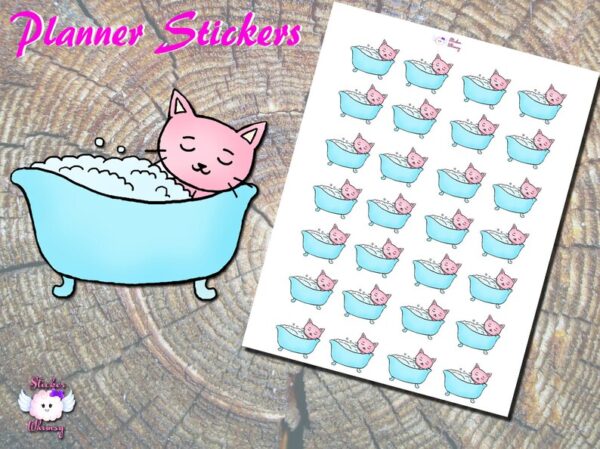 Cat Bath Time Planner Stickers