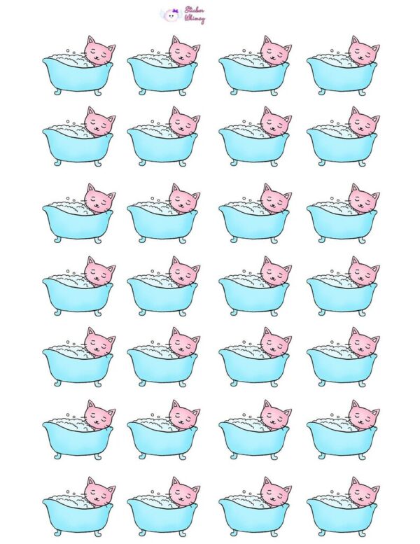 Cat Bath Time Planner Stickers