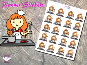 Redhead Girl Cooking Planner Stickers