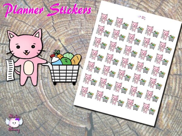 Cat Grocery Planner Stickers