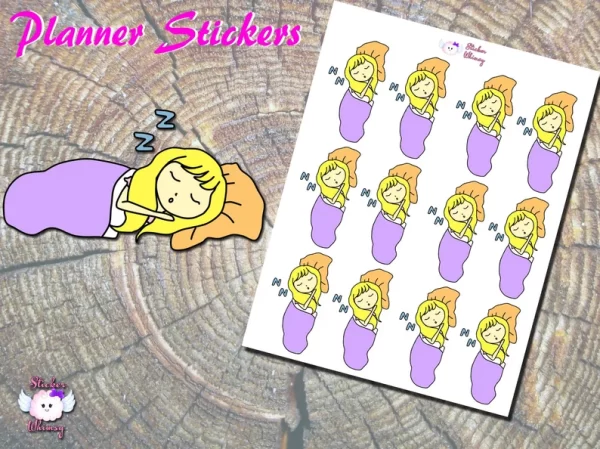 Blonde Girl Sleeping Planner Stickers