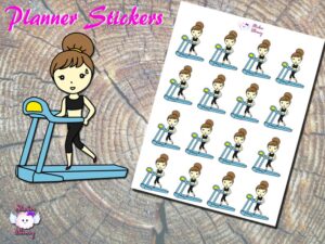 Brunette Treadmill Planner Stickers