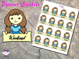 Brunette weekend planner stickers