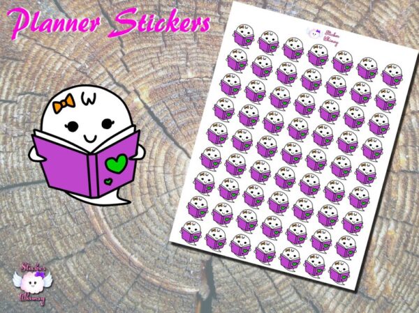 Girl Ghost Reading Stickers