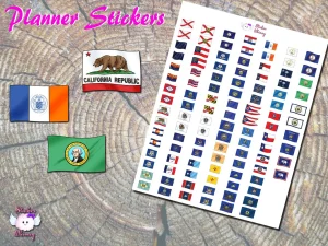 American 50 State Flags Planner Stickers