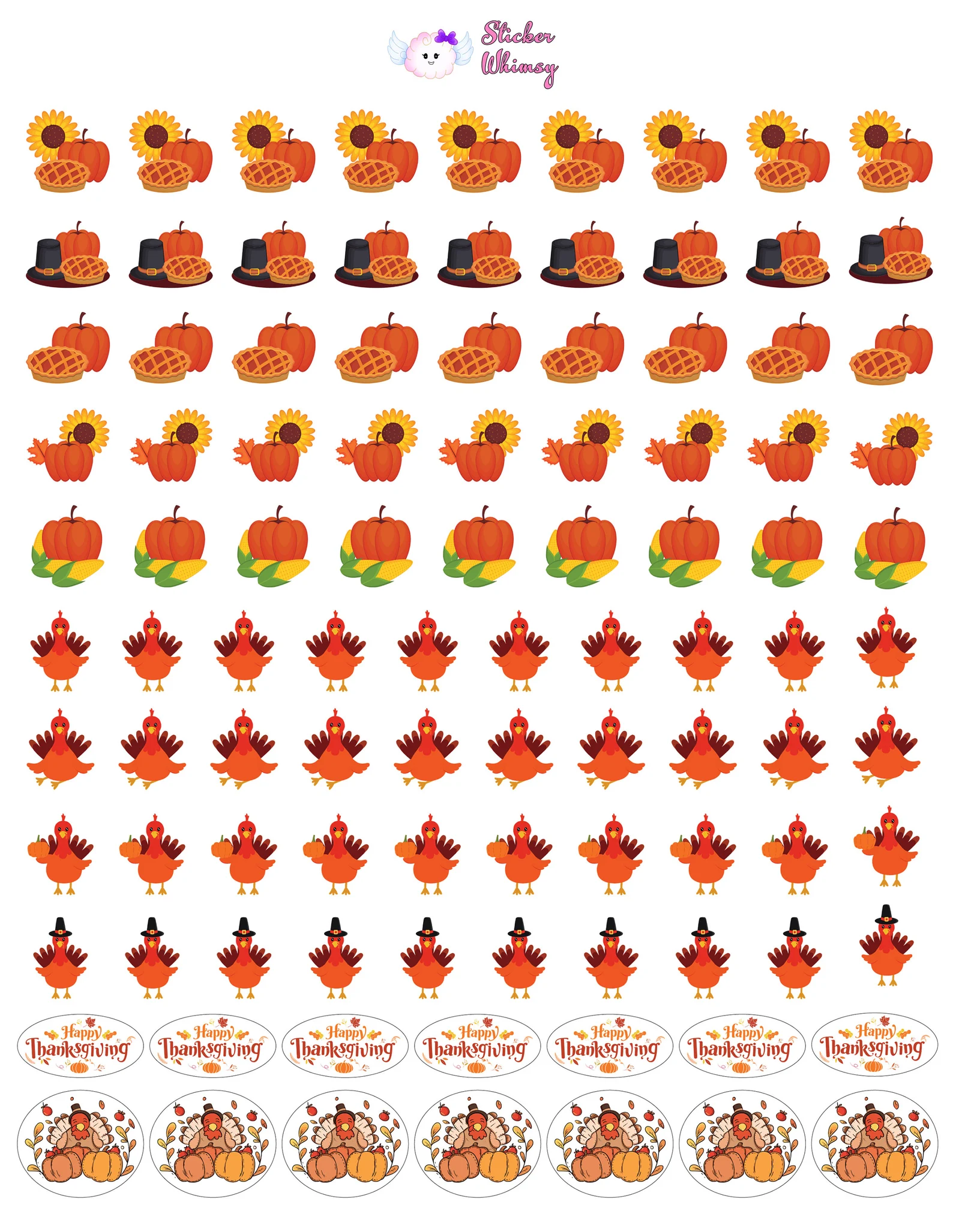 Thanksgiving Planner Stickers Sheet - Image 2